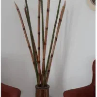 نی بامبو دکوری با گلدان