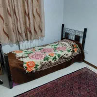 تخت یکنفره فلز و چوب mdf