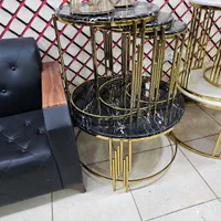 گل میز وسط و جلو مبلی عسلی فلزی مدل ابشار گرد کمجا