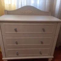 تخت و دراور کودک سفید برند ساحل چوب