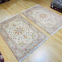 فرش جفت ذرع نیم تبریز زمینه کرم حاشیه سدری|فرش|تهران, آذربایجان|دیوار