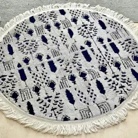 تخفیف ویژه قالیچه گرد فانتزی طوسی سرمه‌ای