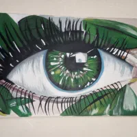 بوم رنگ روغن دستی با طرح چشم