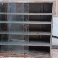 کتابخانه 5طبقه فلزی 40*1/20بادرب ریلی شیشهای