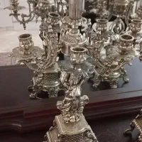 جفت شمعدان ساعت برنز بسیار سنگین قدیمی|صنایع دستی و سایر لوازم تزئینی|تهران, دژکام|دیوار