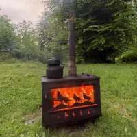 بخاری هیزمی تاشو با کیف برزنتی