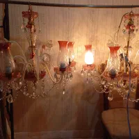 لوستر کریستالی الماسی صورتی|لوستر و چراغ آویز|سمنان, |دیوار