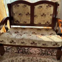 نیم ست ۳ عددی مبلمان چوب و میز جلوی مبل|مبلمان خانگی و میز عسلی|نشتارود, |دیوار