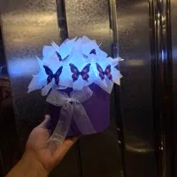 بوکت گُل پروانه و لیلیوم و نوبهار (روز پرستار)|گل مصنوعی|کرمانشاه, |دیوار