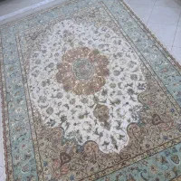 فرش دستبافت 9متری تبریز چله و گل ابریشم در حد