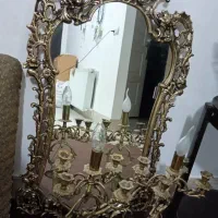 آینه و شمعدان برنز سنگین