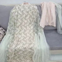 لباس مجلسی گیپور با مروارید دوزی بهمراه توربان