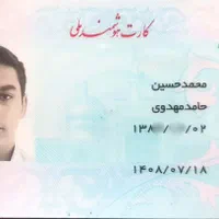 اعلام مفقودی کارت ملی محمد حسین حامد مهدوی