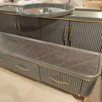 ست میز تلویزیون و کنسول چوبی مدرن با آینه