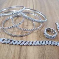 فروش ست انگشتر و دستبند و 5تا النگو نقره 925