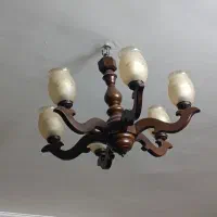 لوستر ۶ شاخه چوبی-اصل و سالم