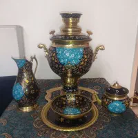 سماور ذغالی برنجی مینا کاری شده|کلکسیون اشیاء عتیقه|پاکدشت, پاکدشت (مامازند)|دیوار