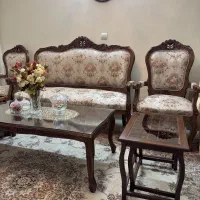 مبلمان استیل چوبی9 نفره همراه با جلو مبلمان و عسلی