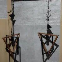 لوسترمدرن چوبی چهار وتک شعله|لوستر و چراغ آویز|رباطکریم, نصیرشهر|دیوار