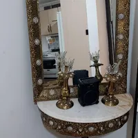 آینه و شمعدان برنز
