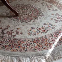 فرش آشپزخانه گرد رنگ کرم سالم