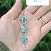 دستبند نقره نگین فیروزه اصل