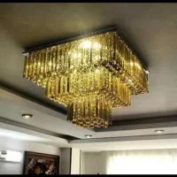 لوستر الماس.کریستالی آتوسا سه طبقه مربع. AC light|لوستر و چراغ آویز|تهران, سنگلج (شاپور)|دیوار