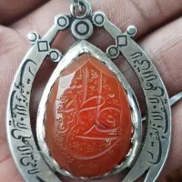 پلاک تو گردنی نقره (۹۲۵) ذوالفقار با نگین عقیق