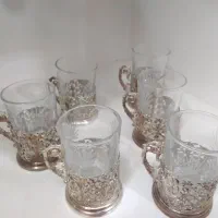 یک دست استکان باپایه استیل