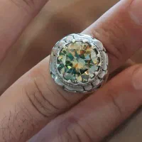 انگشتر نقره، الماس موزانایت با کیفیت،و رکاب دست