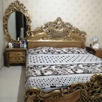 تخت خواب دونفره تمام چوب دست ساز سفارشی با چوب راش|تخت و سرویس خواب|شاهین‌شهر, گرگاب|دیوار