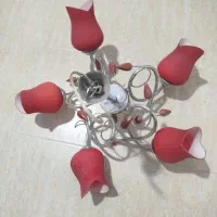 لوستر پنج شعله قرمز|لوستر و چراغ آویز|تهران, سردارجنگل|دیوار