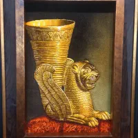 تابلو فرش تندیس جام زرین چله ابریشم برجسته golha