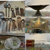 ظرف میوه برنجی هندی و سرویس قاشق چنگال ظروف دیگر