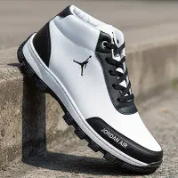 کفش ساقدار سفید مشکی  بند دار Jordan مدل 46605