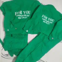 ست یلدایی کتان سبز کت و شلوار نوجوان