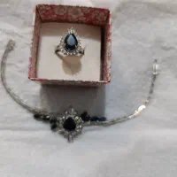 دستبند و انگشتر طلا برلیان و یاقوت کبود|جواهرات|لنجان, |دیوار