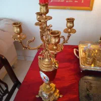 یک عدد شمع دان فرانسوی تمام برنج انتیک|چراغ خواب و آباژور|رشت, گلسار|دیوار