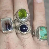 چهار عدد انگشتر نقره زبرجد اپال فیروزه شجر