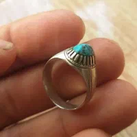 انگشتر نقره قدیم با نگین فیروزه نیشابوری