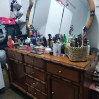 تخت دونفره ترک و آیینه کنسول و پاتختی|تخت و سرویس خواب|بندر امام خمینی, |دیوار