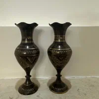دو عدد گلدان کشمیری قلم کاری