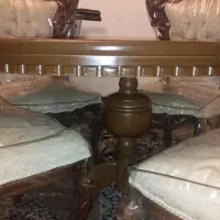 میز و صندلی ۴ نفره استیل منبت چوب گردو|میز و صندلی غذاخوری|قائم‌شهر, |دیوار