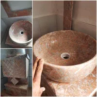 روشویی سنگی مرمر نو استفاده نشده با قاب آینه
