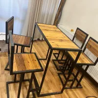 میز و صندلی چوب و فلز