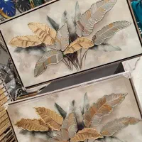 تابلو بوم نقاشی تکسچر طرح برگ‌جاودان/ موج