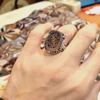 انگوشتر عقیق پرتقالی لانه زنبوری معدنی دستساز|جواهرات|تهران, تهرانسر شرقی|دیوار