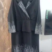 لباس مجلسی ونامزدی جواهر دوزی شده وکت دامن ومانتو