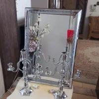 آینه وشمعدان استیل بسیار براق و با کیفیت