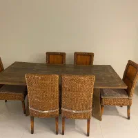 میز ناهار خوری ۶ نفره با صندلی بامبو اصل ( مالزی)